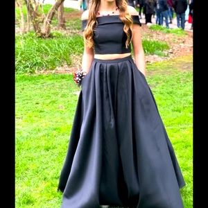 2 piece black prom dress
